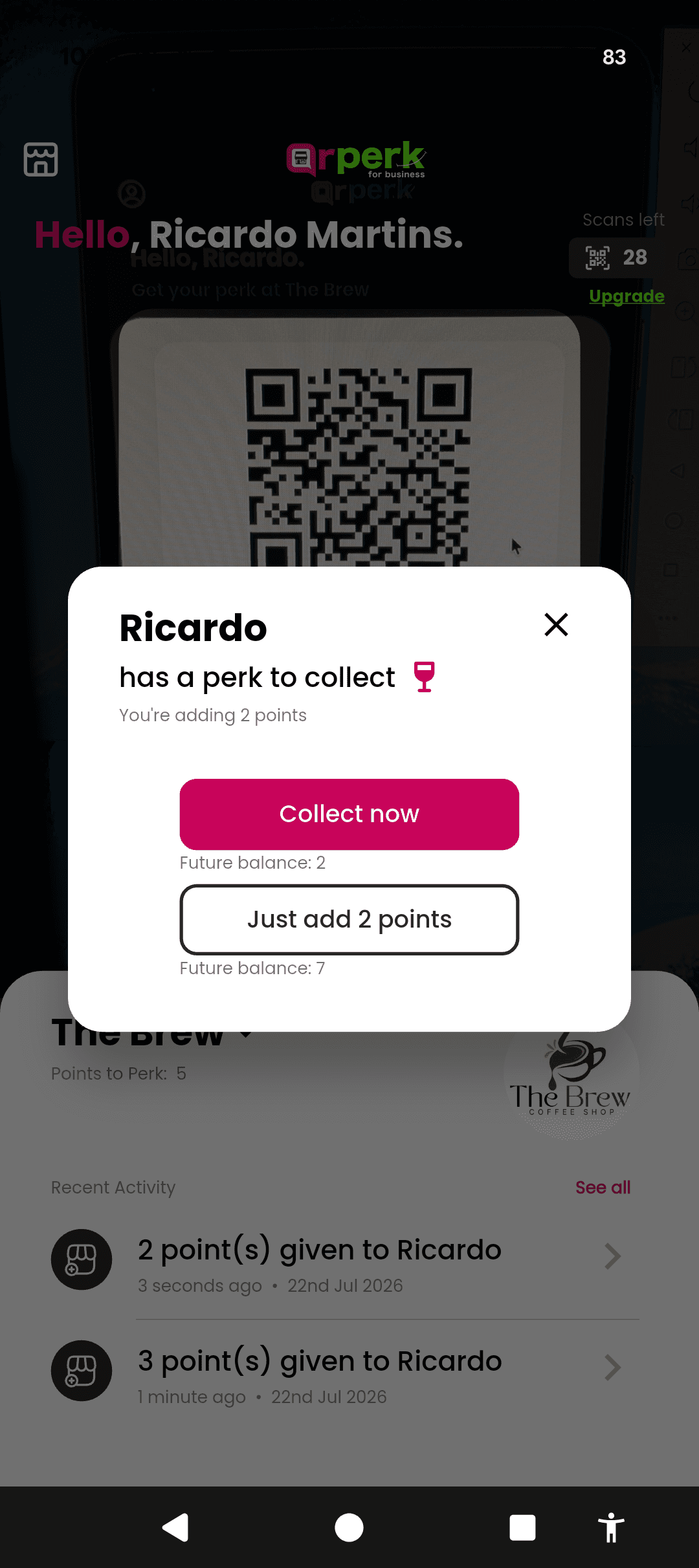 Merchant collecting a reward